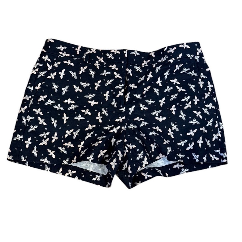 Sweet LOFT Curvy Bee Print Shorts Navy White Cotton Lyocell Blend riviera sz 14